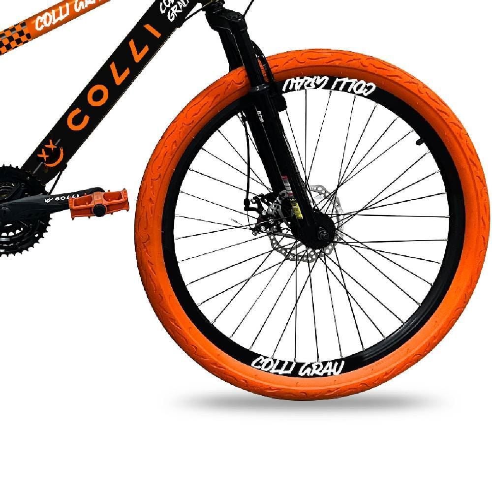 Bicicleta Colli Grau Aro 26 Freios A Disco Suspensão Dianteira - Preto e Laranja