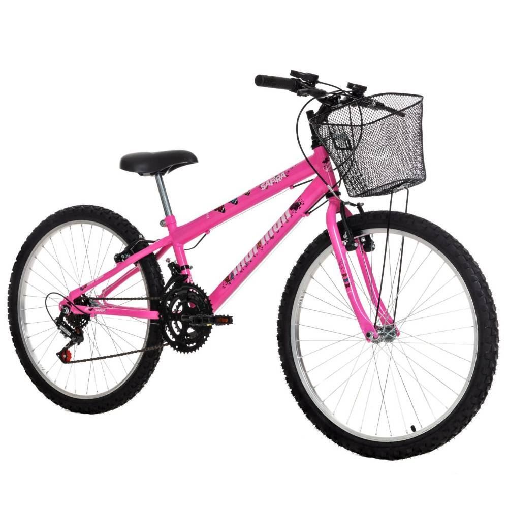 Bicicleta Eco Mormaii Aro 24 Aero 18V Safira Com Cesta - Rosa