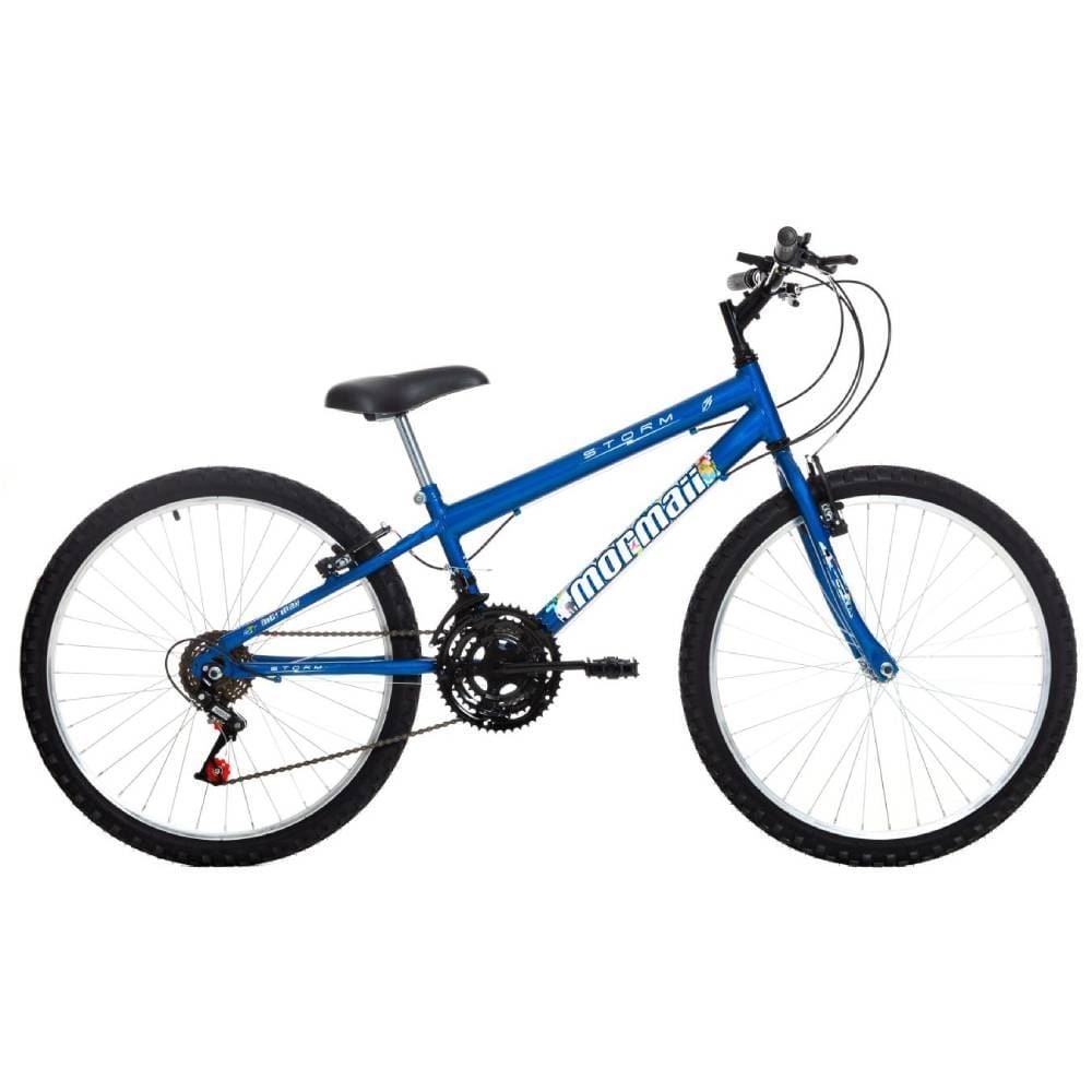 Bicicleta Eco Mormaii Aro 24 Aero 18V Storm V-Brake - Azul