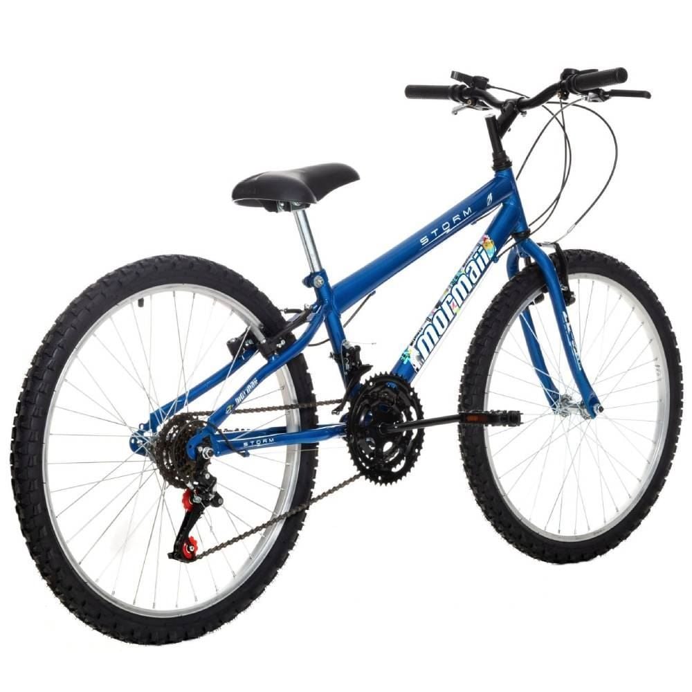 Bicicleta Eco Mormaii Aro 24 Aero 18V Storm V-Brake - Azul
