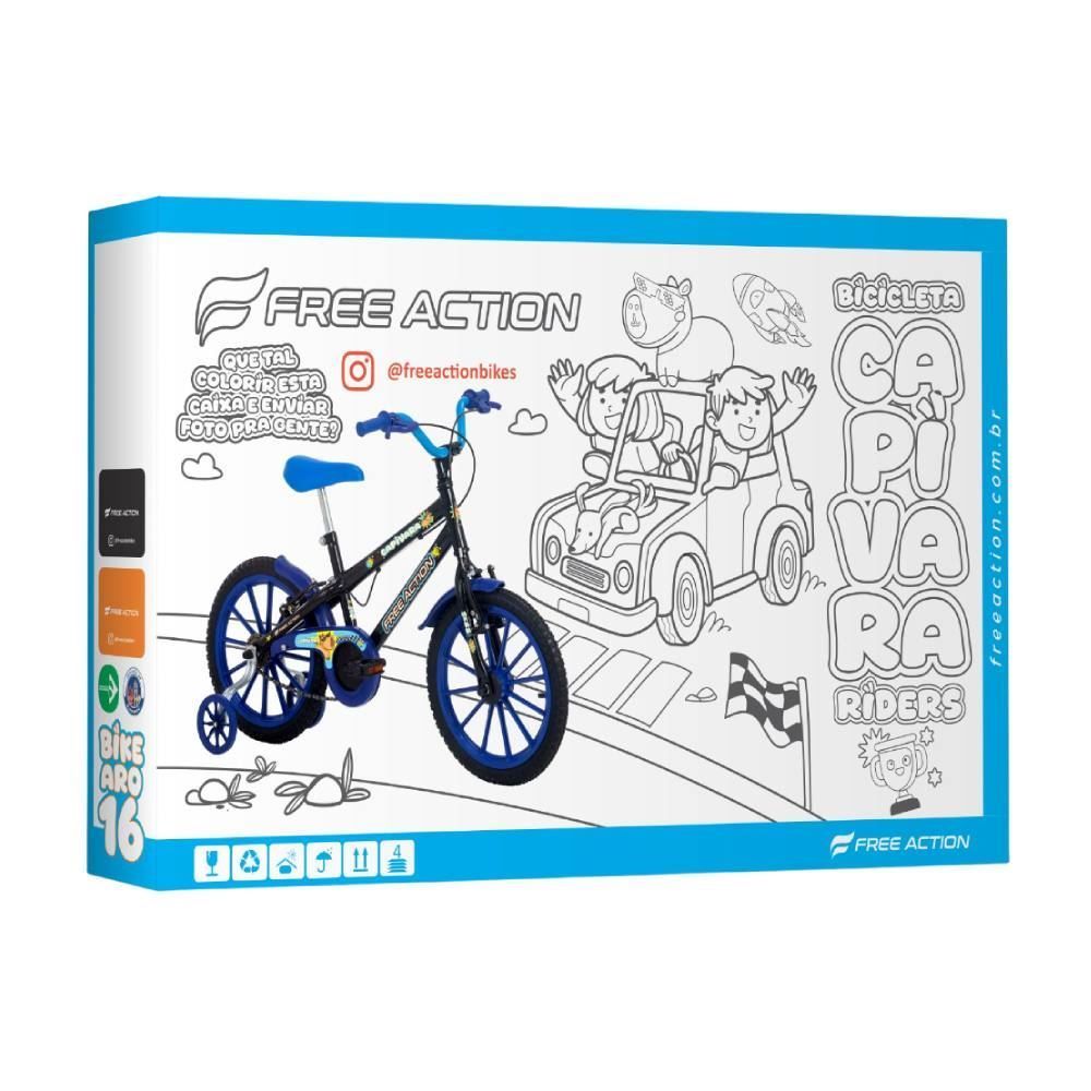 Bicicleta Infantil Aro 16 Mtb Soft Capivara Free Action - Preto 