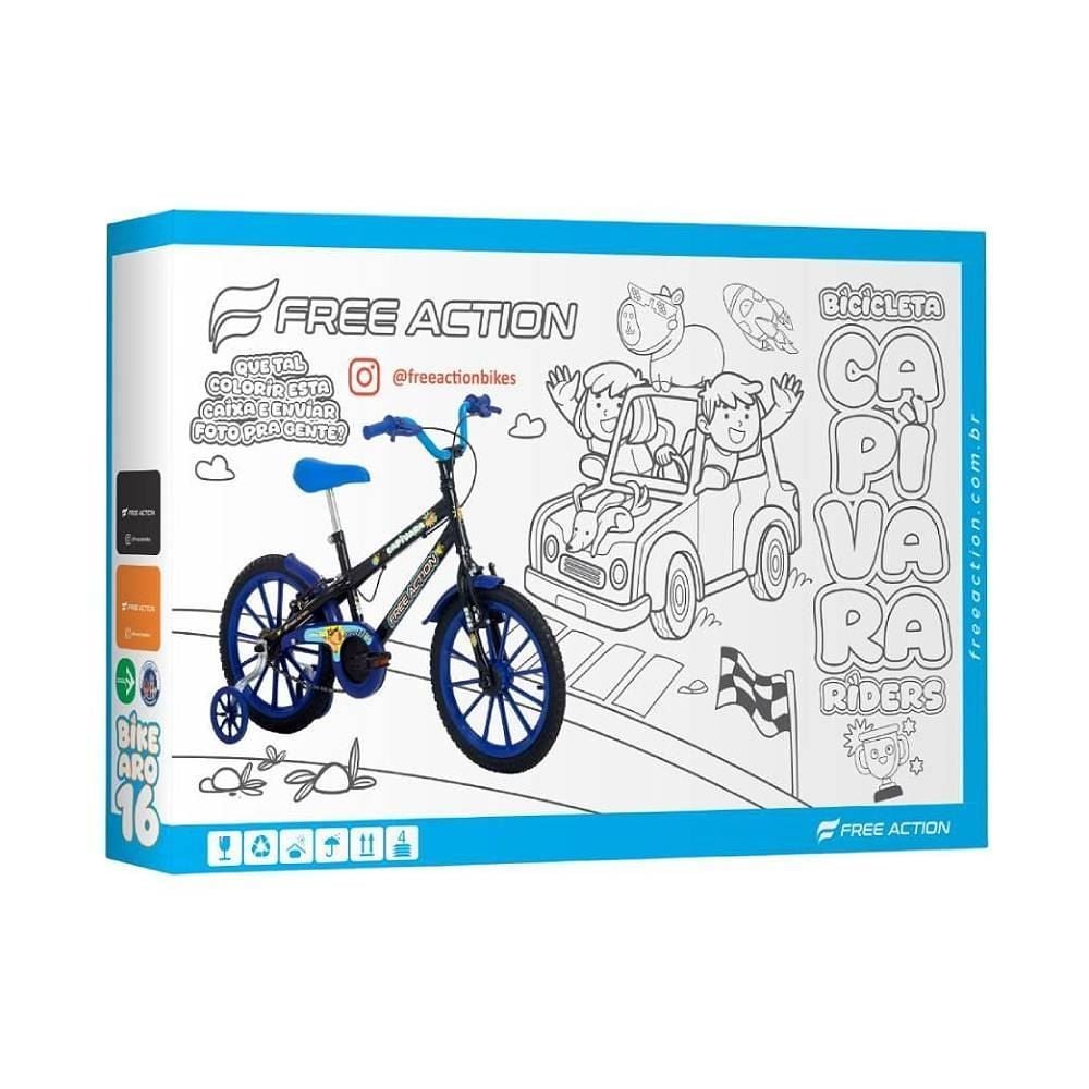 Bicicleta Infantil Aro 16 Mtb Soft Capivara Free Action - Preto 