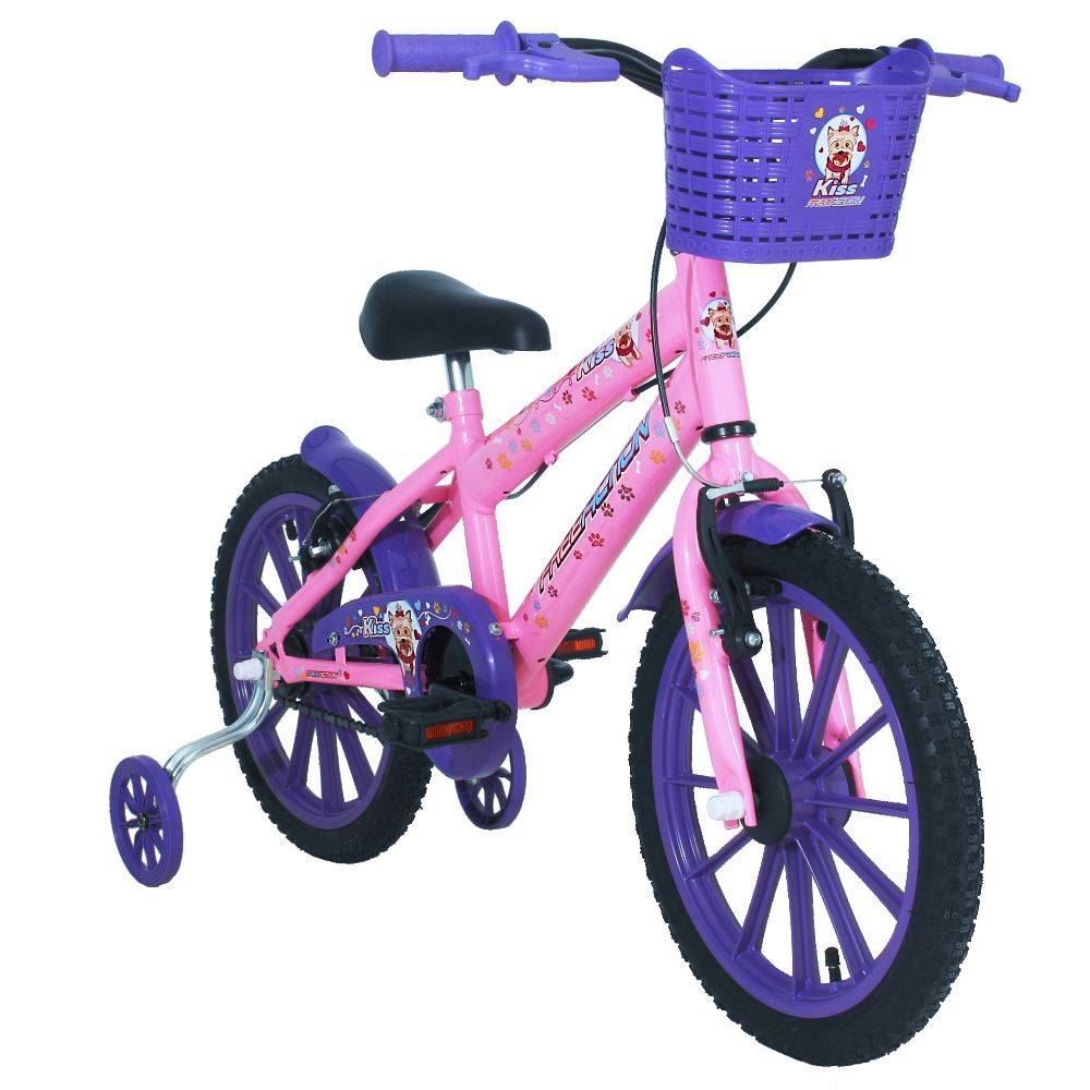 Bicicleta Infantil Kiss Aro 16 Free Action - Rosa