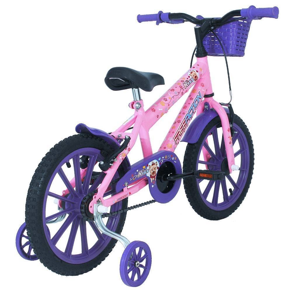 Bicicleta Infantil Kiss Aro 16 Free Action - Rosa