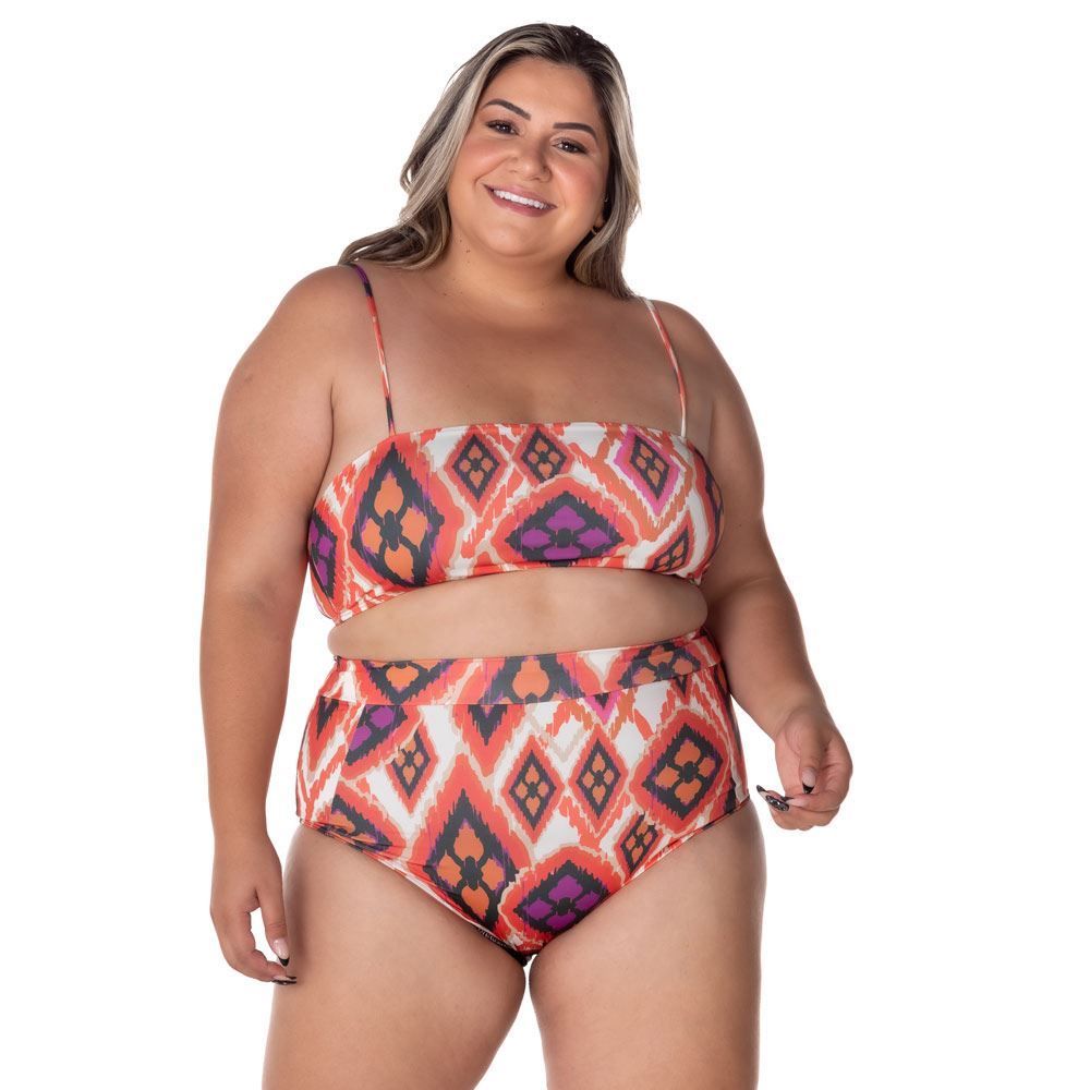 Biquíni Plus Size Reto Estampado Patrícia Foster Mais