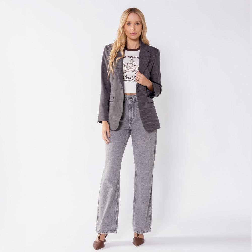 Blazer Feminino Alongado Com Ombreiras Patricia Foster