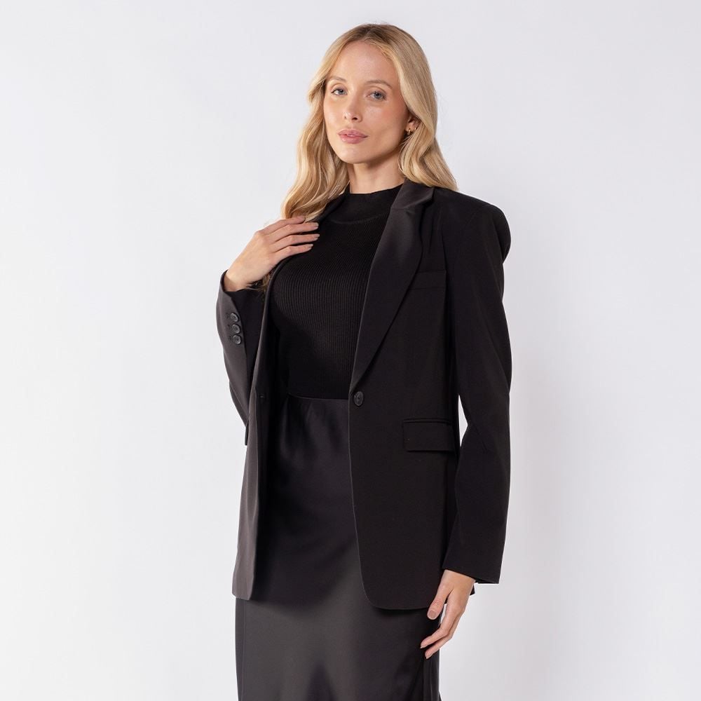 Blazer Feminino Alongado Com Ombreiras Patricia Foster