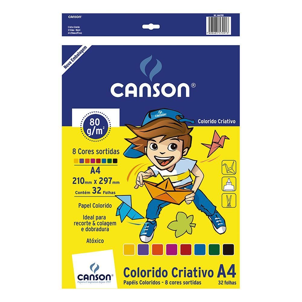 Bloco De Folhas A4 Papel Colorido Criativo Canson - 66667088