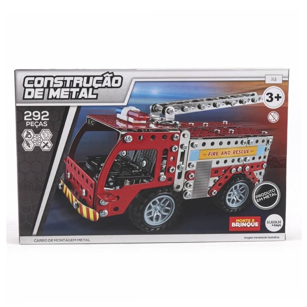 Bloco De Montar Bombeiro 292 Peças Havan Toys - HBR0806