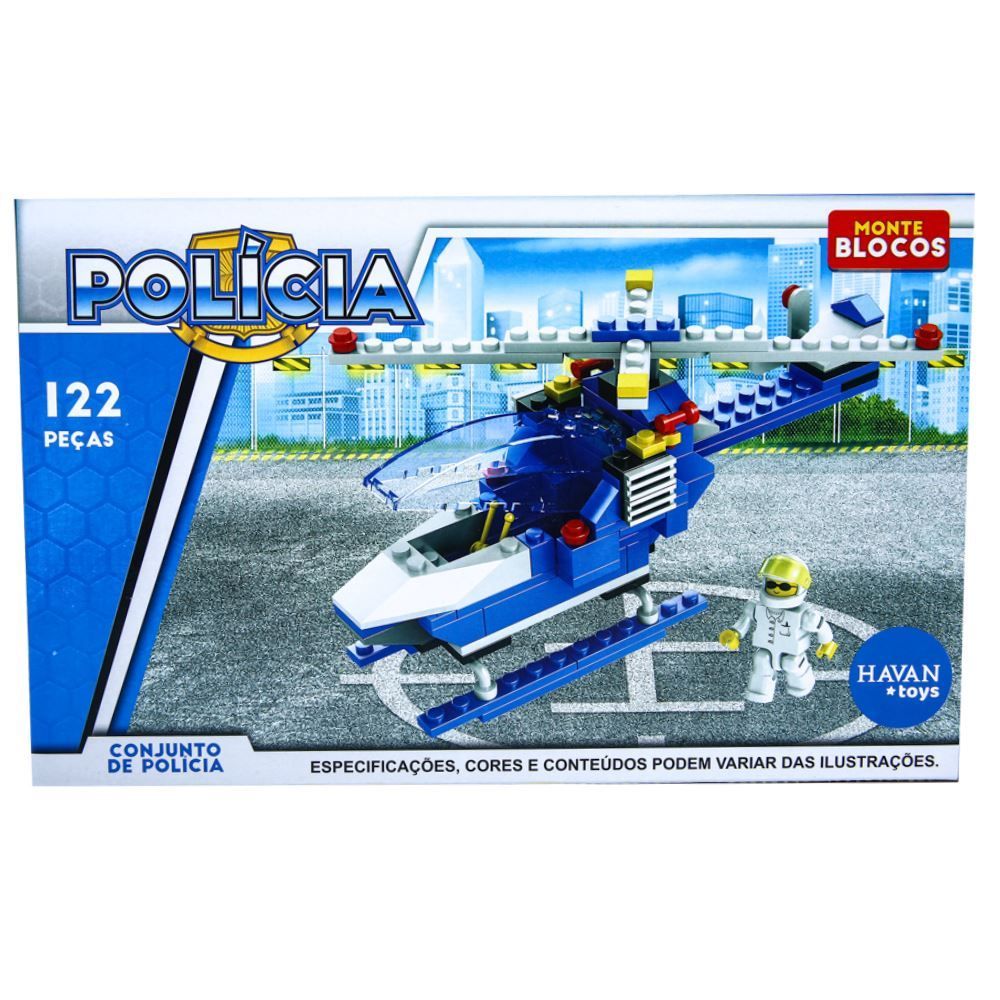 Bloco De Montar Policia 122 Peças Havan Toys - HME1397