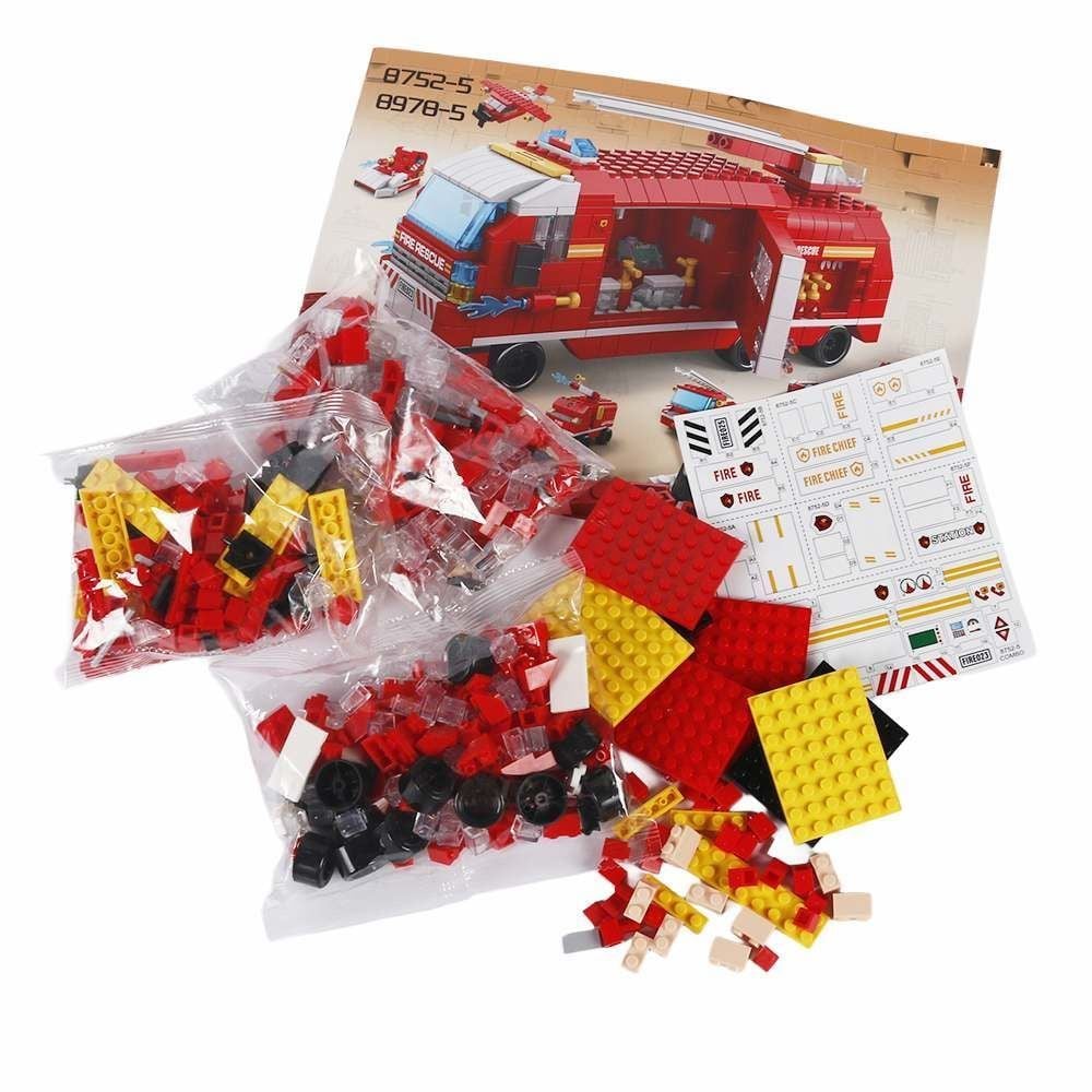 Blocos de Montar 6 em 1 Bombeiro 1000 Peças Havan Toys - HBR0985