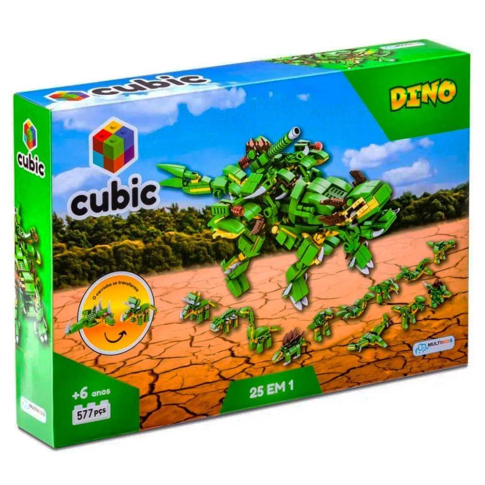 Blocos De Montar Cubic 25 Em 1 Dinossauro 577 Peças Multikids - BR1615