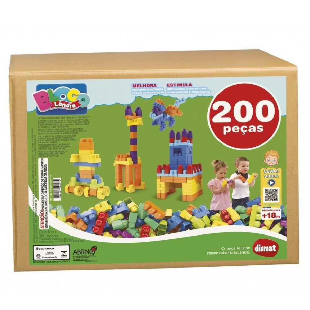 Blocos De Montar Super Caixa Divertida 200 Peças Dismat - MK420