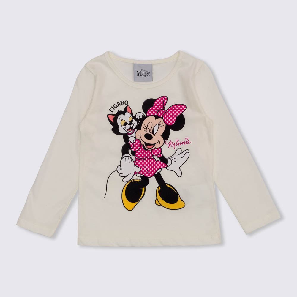Blusa 1 a 3 anos M/Malha Minnie e Figaro Brandili