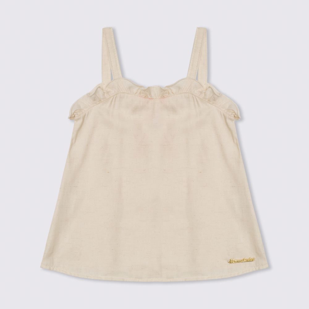 Blusa 4 a 10 anos Linho + Alças Marmelada