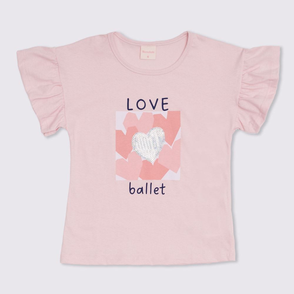 Blusa 4 a 10 anos M/Malha Balé Love Marmelada