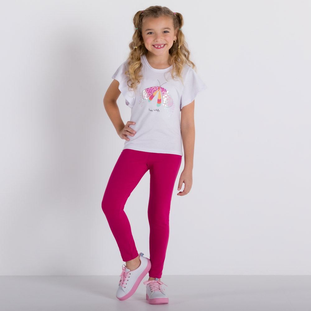 Blusa 4 a 10 anos M/Malha Borboleta Lantejoulas Marmelada