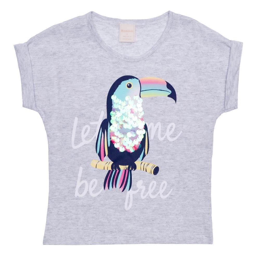 Blusa 4 a 10 anos Tucano + Bordado Paetê Marmelada