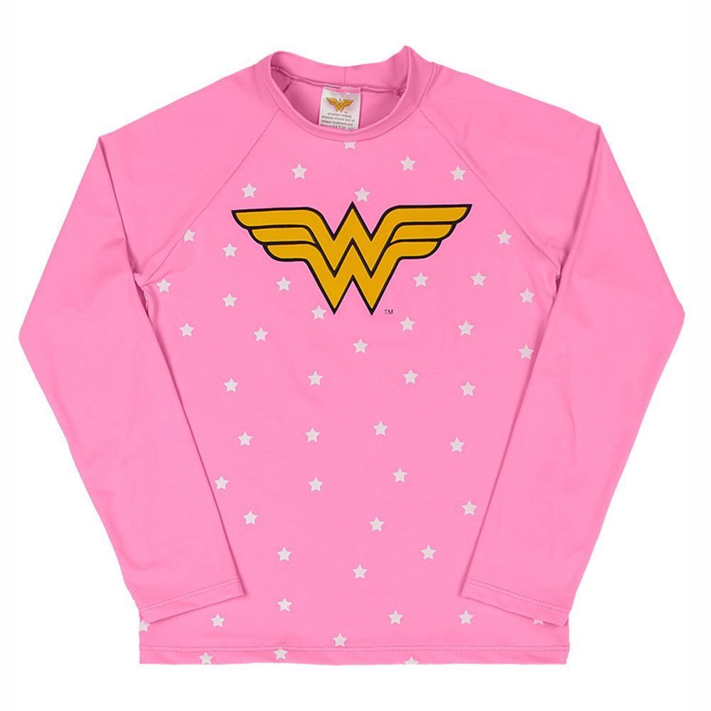 Blusa 4 a 8 Anos Mulher Maravilha Proteção Uv Marlan
