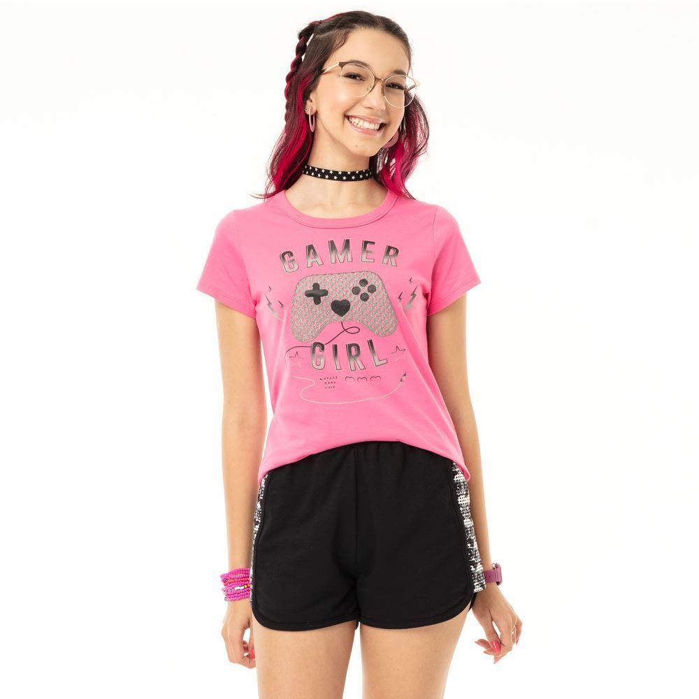 Blusa 8 a 16 anos Luluca Gamer Girl Brandili