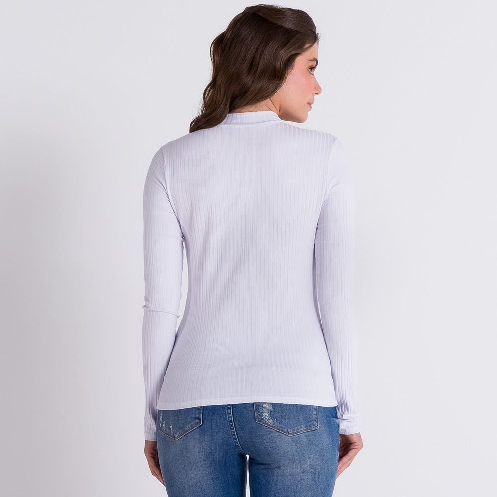 Blusa Canelada Gola Alta Básica Patrícia Foster