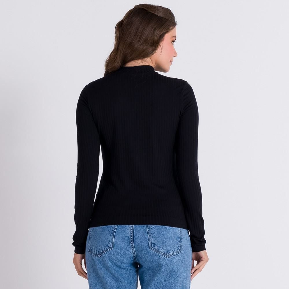Blusa Canelada Gola Alta Básica Patrícia Foster