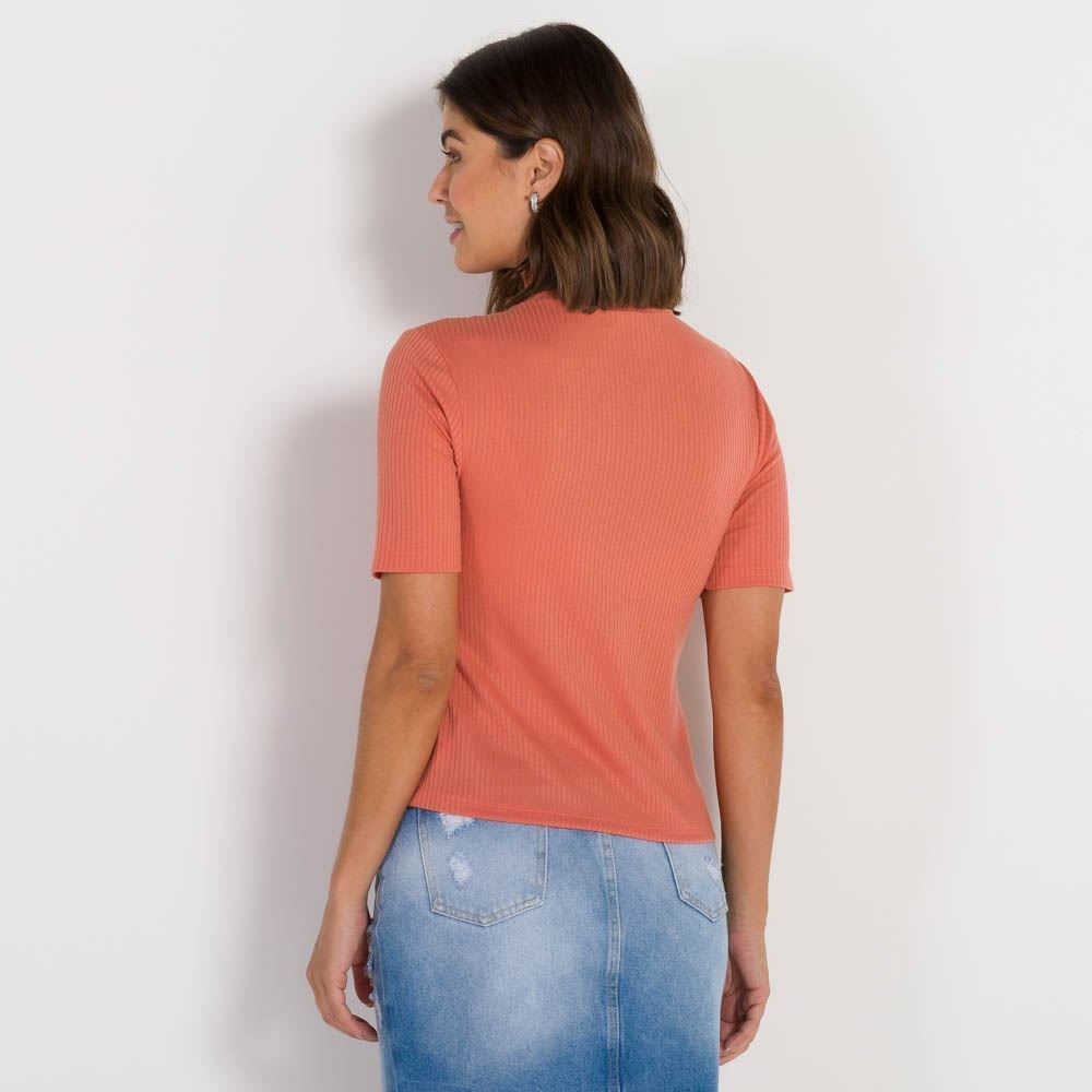 Blusa Canelada Gola Alta Patricia Foster