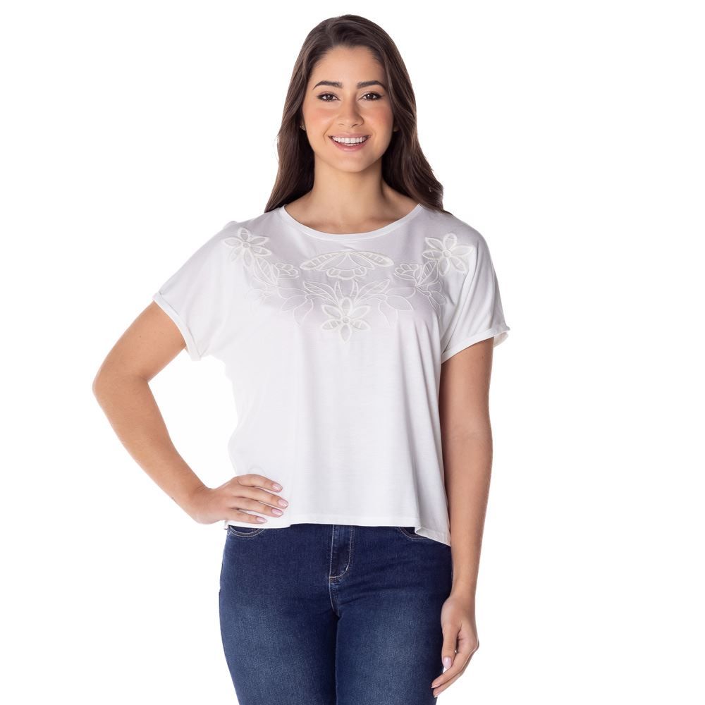 Blusa com Detalhe Bordado Patrícia Foster