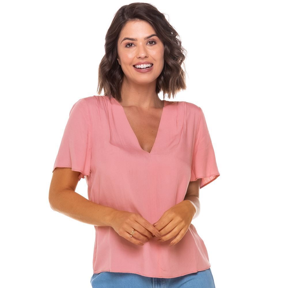 Blusa com Pregas Decote V Patricia Foster