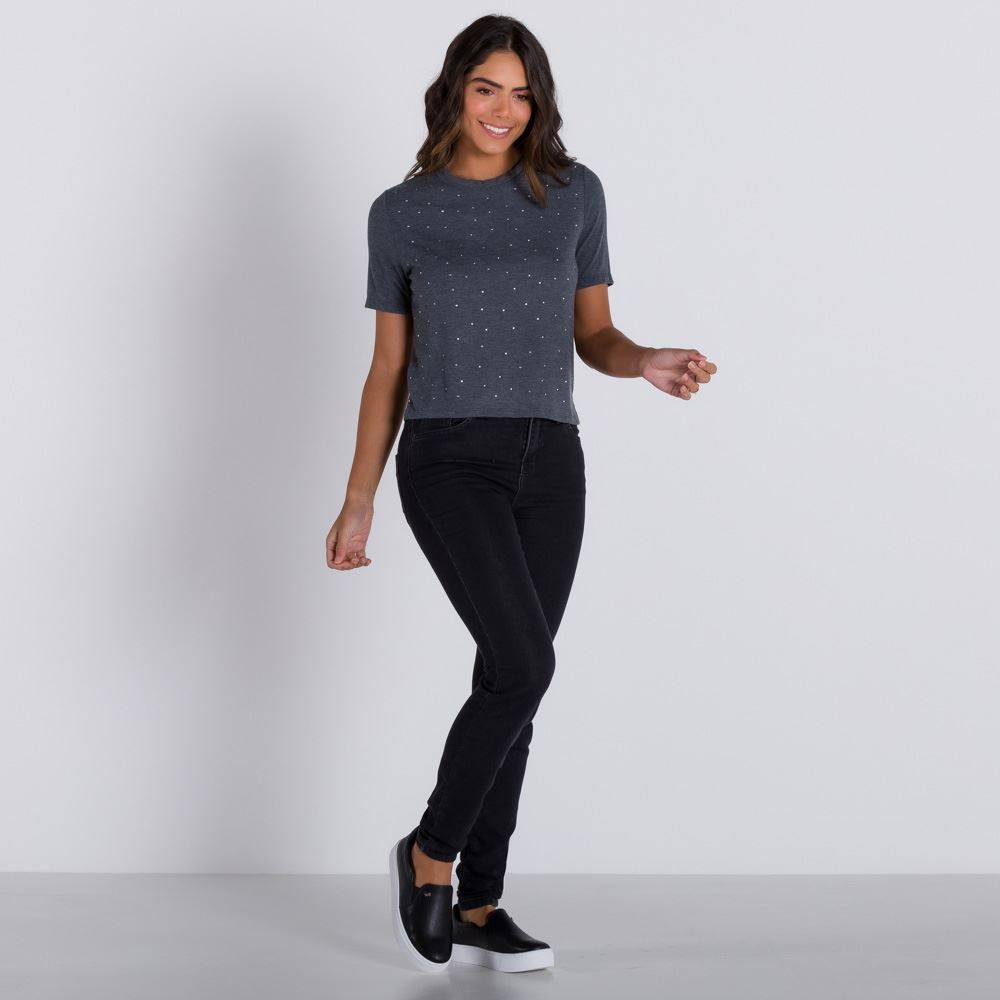 Blusa com Strass Frontal Patricia Foster