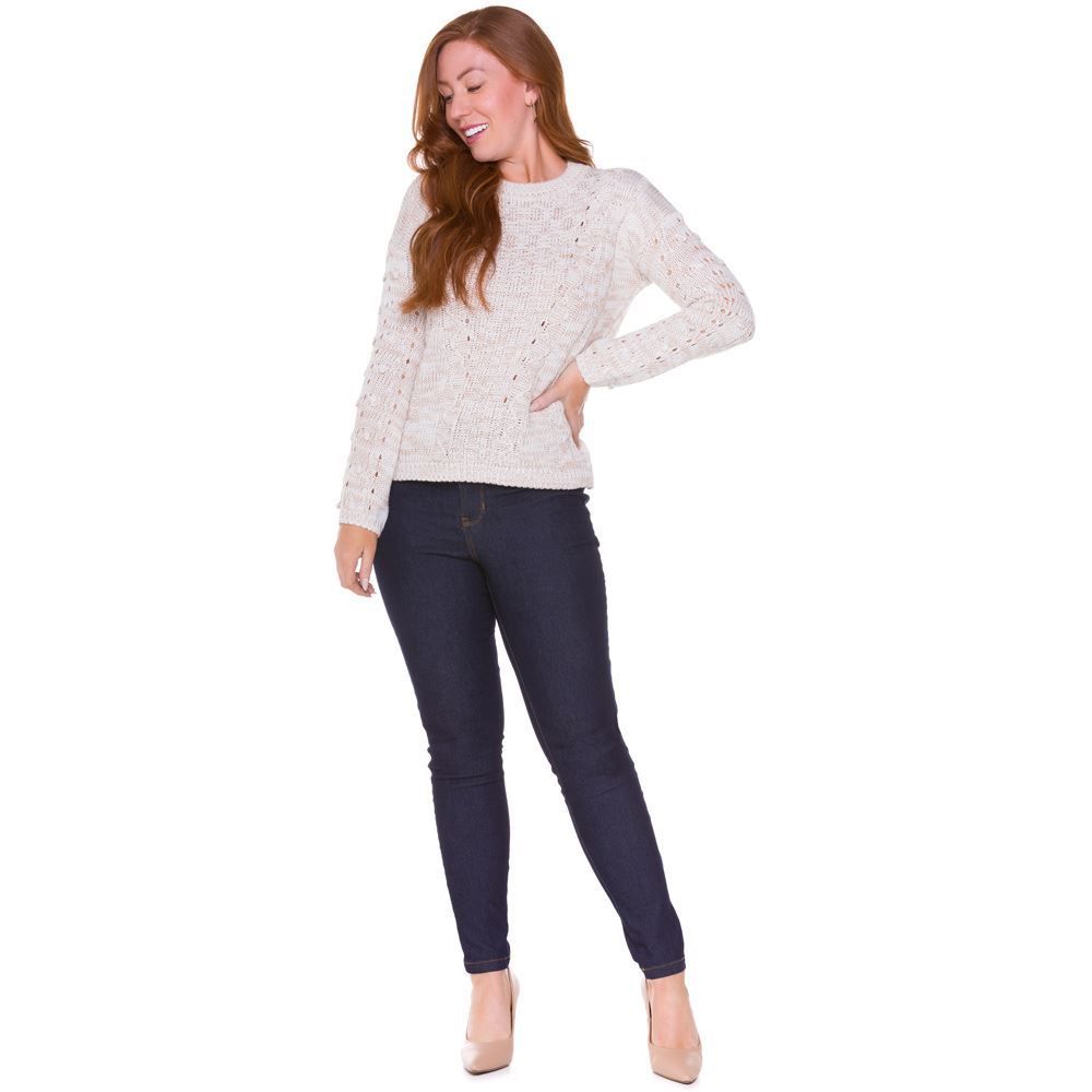 Blusa de Tricot Trança + Bolinhas nas Mangas Patricia Foster