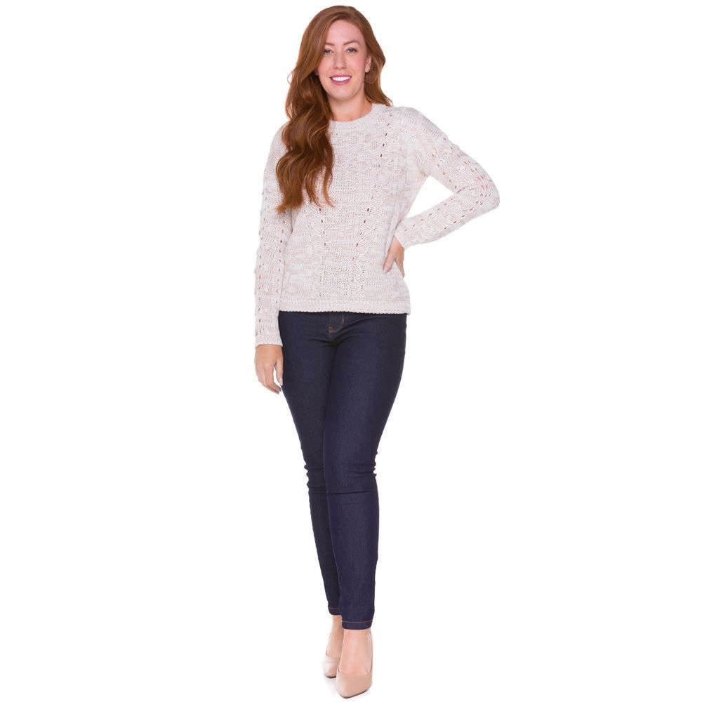 Blusa de Tricot Trança + Bolinhas nas Mangas Patricia Foster