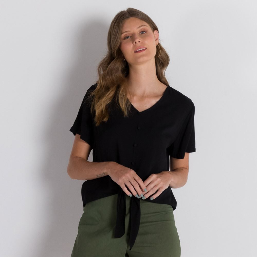 Blusa de Viscose com Amarração Frontal Patricia Foster