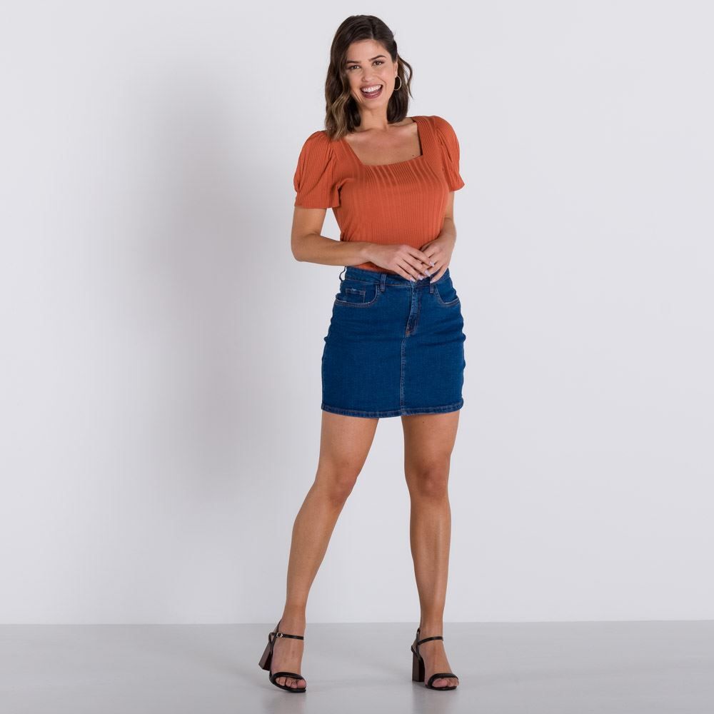 Blusa Decote Reto Canelada Patrícia Foster