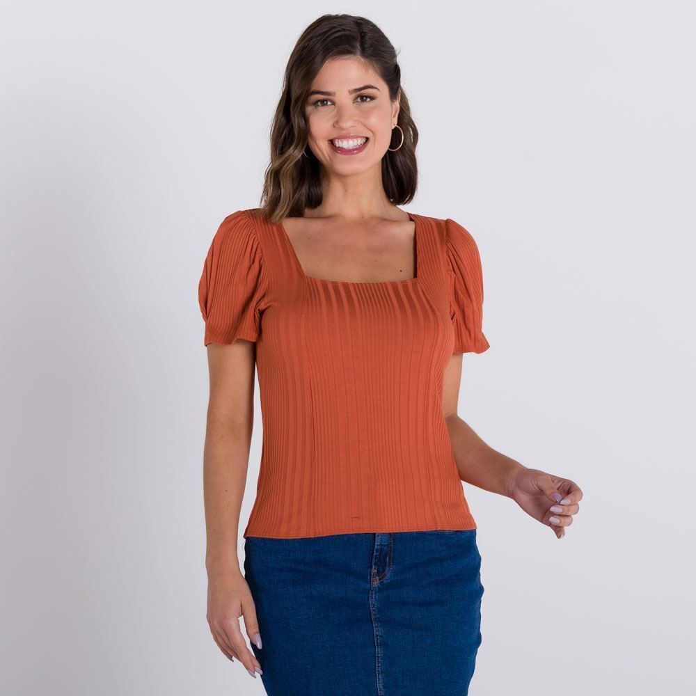 Blusa Decote Reto Canelada Patrícia Foster