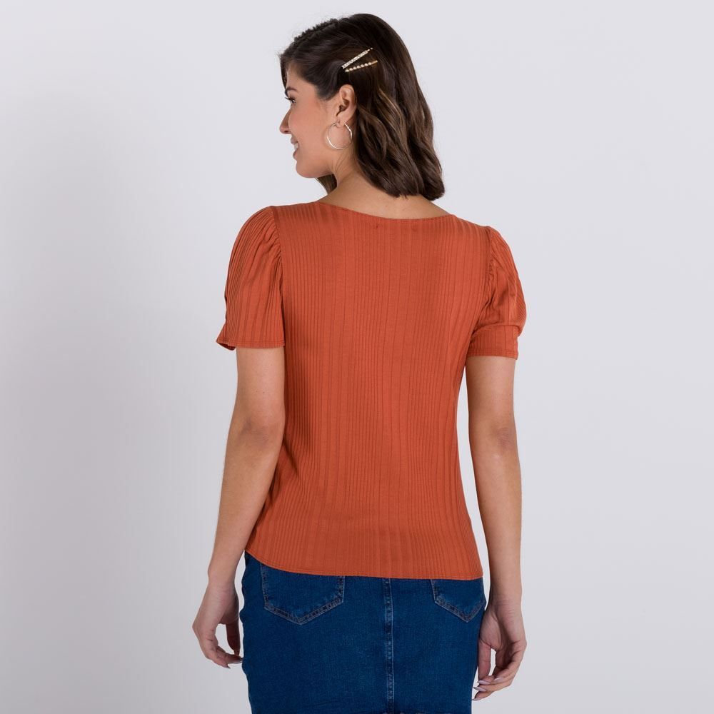 Blusa Decote Reto Canelada Patrícia Foster