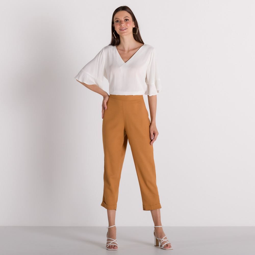 Blusa Decote V e Manga Babado Patricia Foster