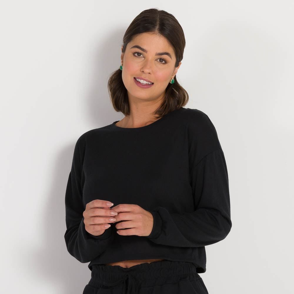 Blusa em Ribana Manga Longa Patrícia Foster