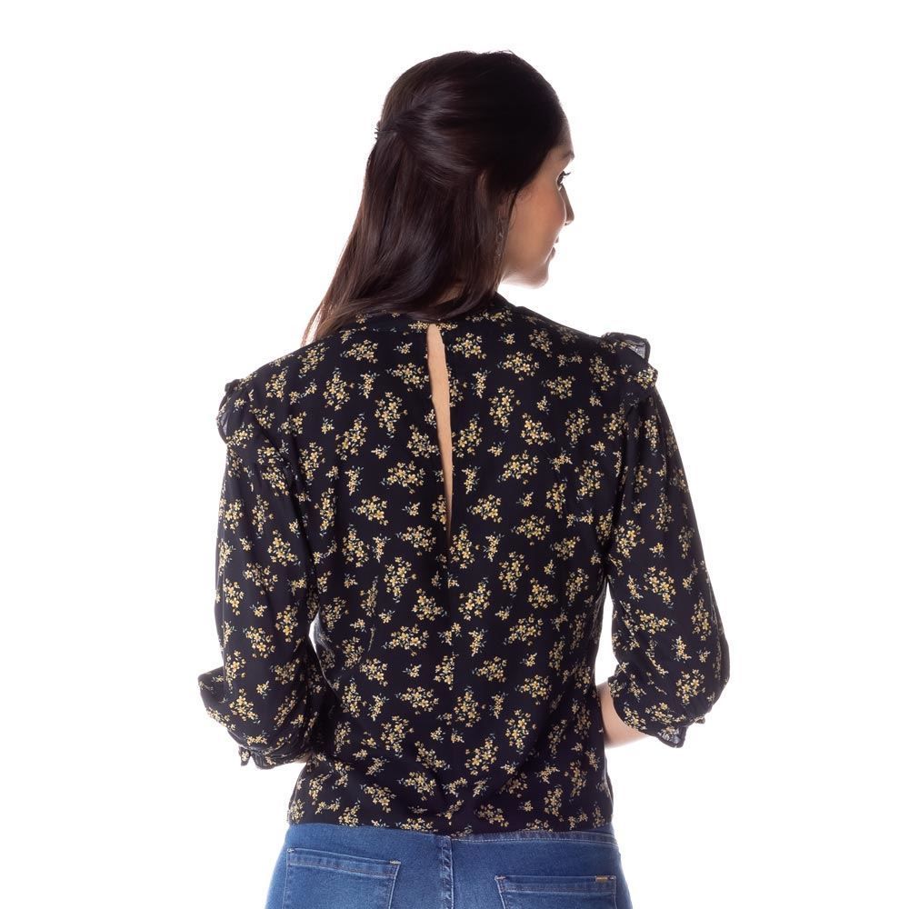 Blusa Estampada com Punho Lastex Contatho
