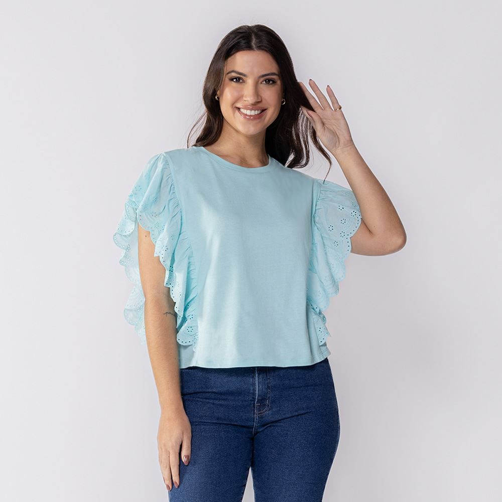 Blusa Feminina Com Babado Em Laise Boby Blues