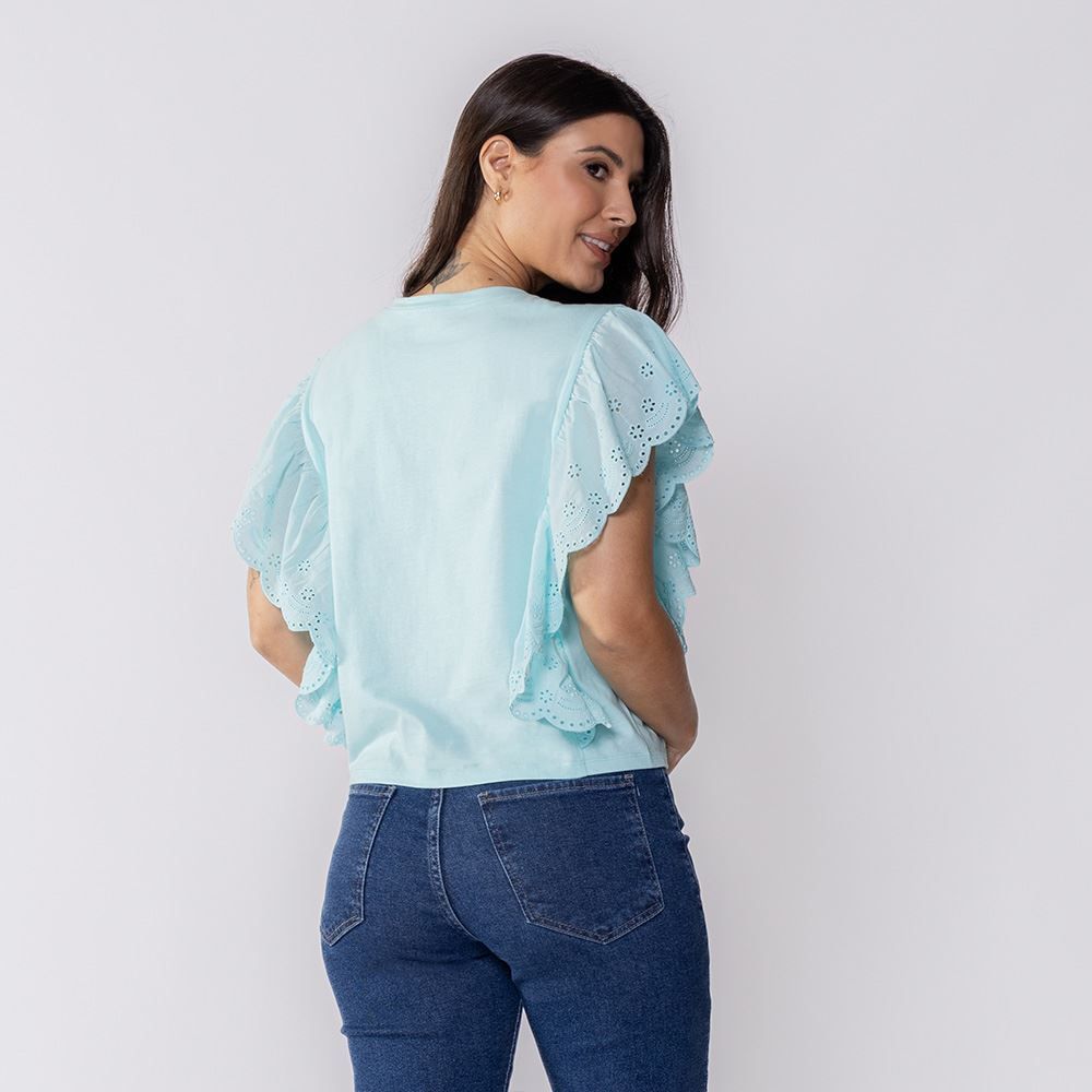 Blusa Feminina Com Babado Em Laise Boby Blues
