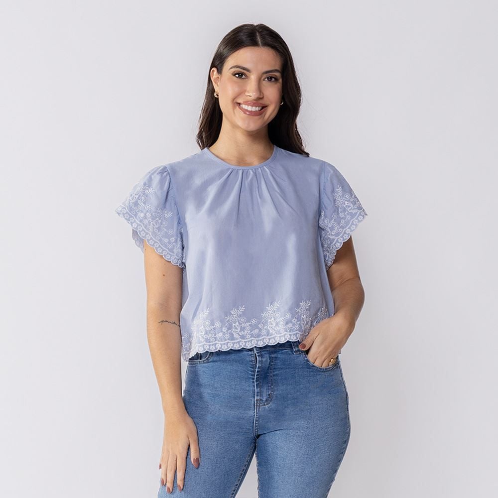 Blusa Feminina Com Bordado Boby Blues