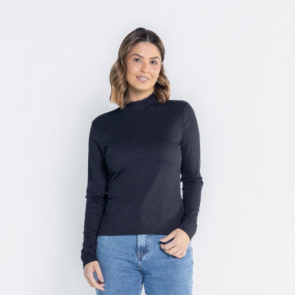 Blusa Feminina Com Gola Alta Canelada Patricia Foster