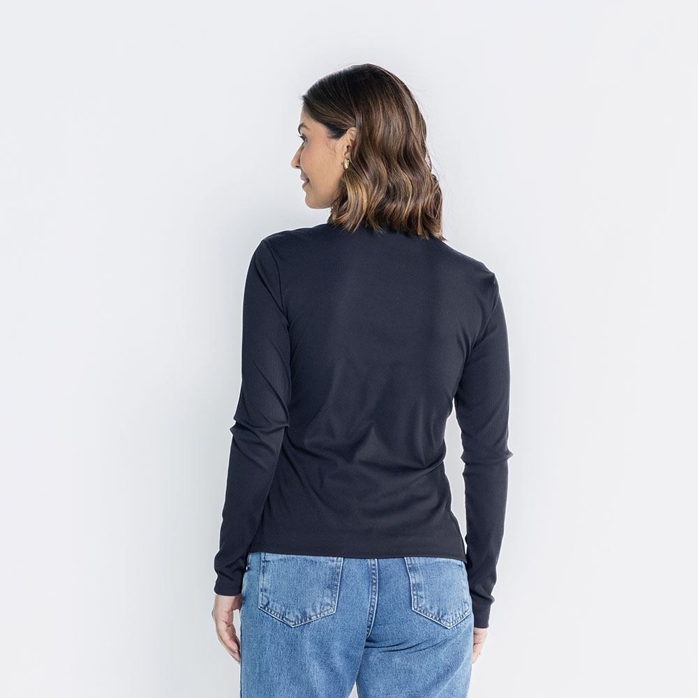 Blusa Feminina Com Gola Alta Canelada Patricia Foster