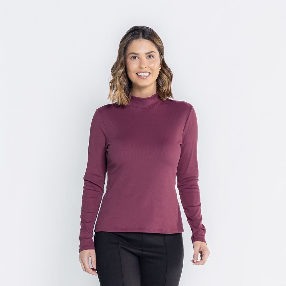 Blusa Feminina Com Gola Alta Canelada Patricia Foster