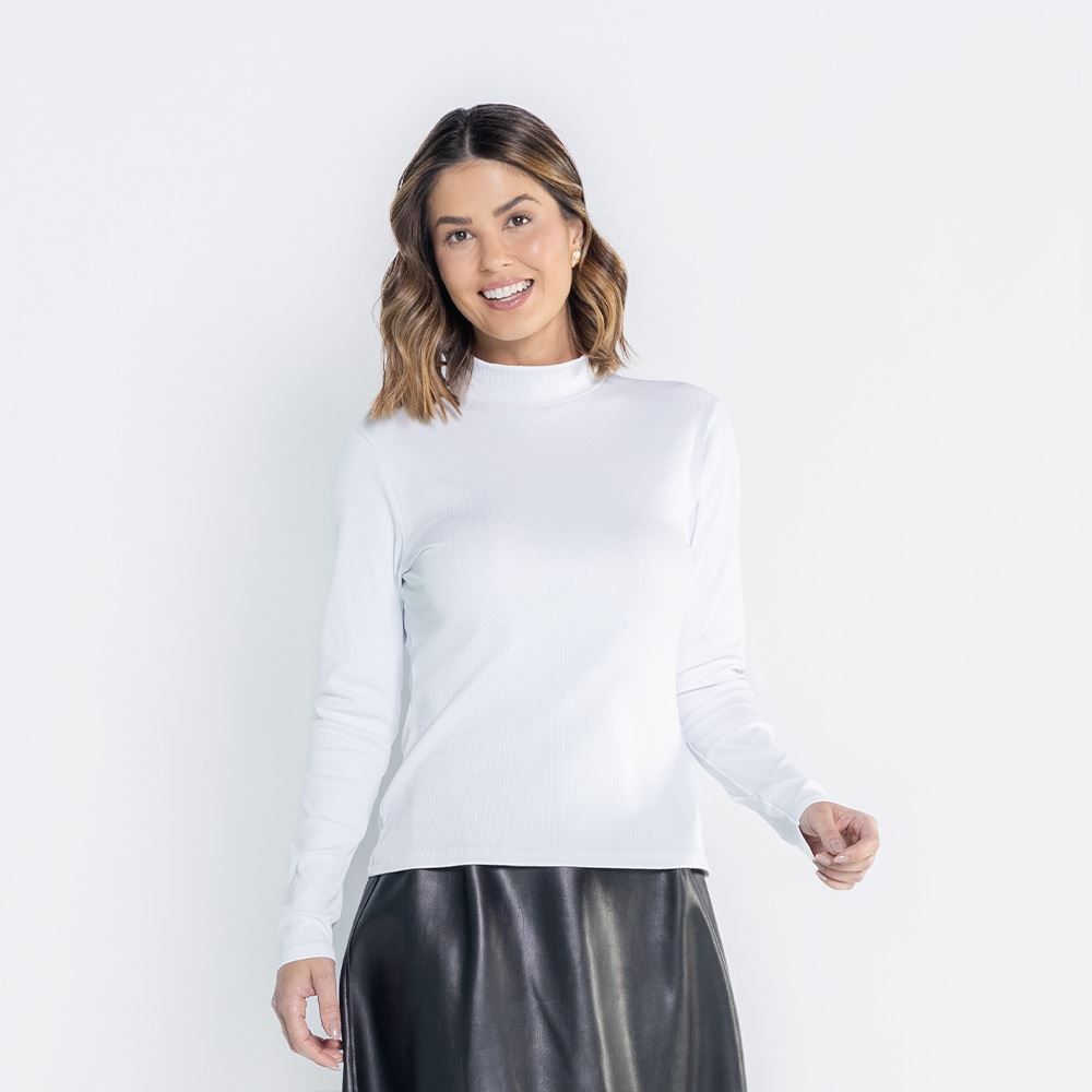 Blusa Feminina Com Gola Alta Canelada Patricia Foster