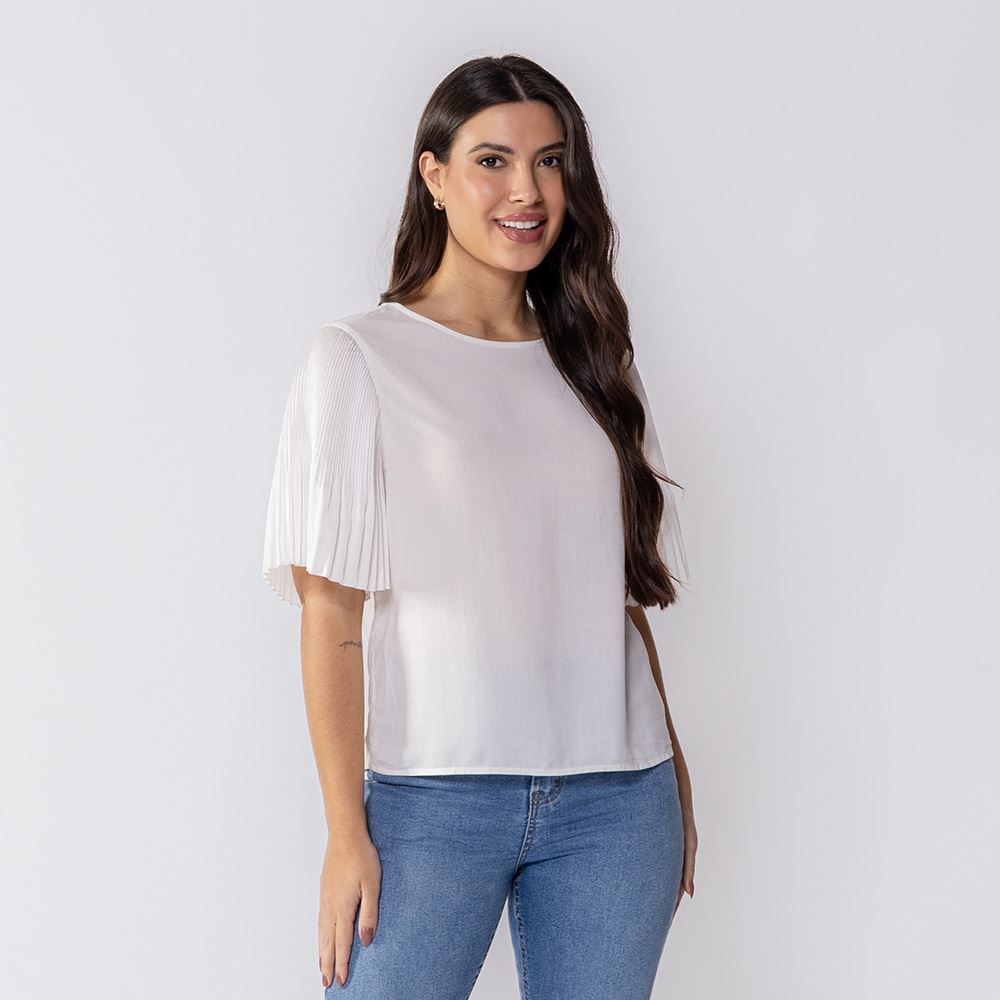 Blusa Feminina Com Manga Plissada Patricia Foster