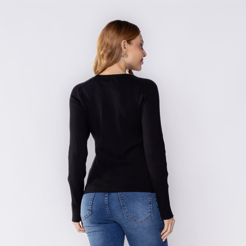 Blusa Feminina De Tricot Canelado Manga Longa Boby Blues