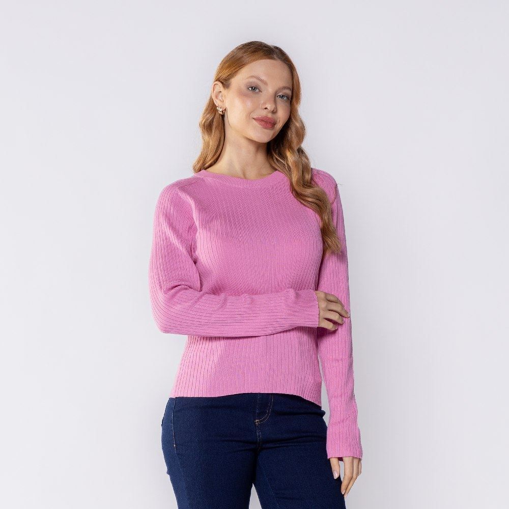 Blusa Feminina De Tricot Canelado Manga Longa Boby Blues