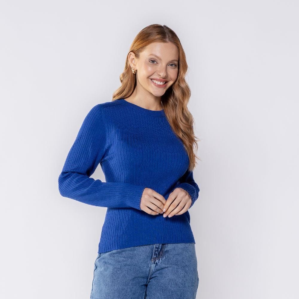 Blusa Feminina De Tricot Canelado Manga Longa Boby Blues